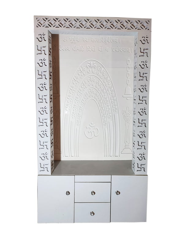 3D Corian Om Temple with WPC Jali Pillar and Drawer