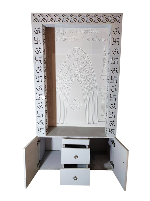 3D Corian Om Temple with WPC Jali Pillar and Drawer